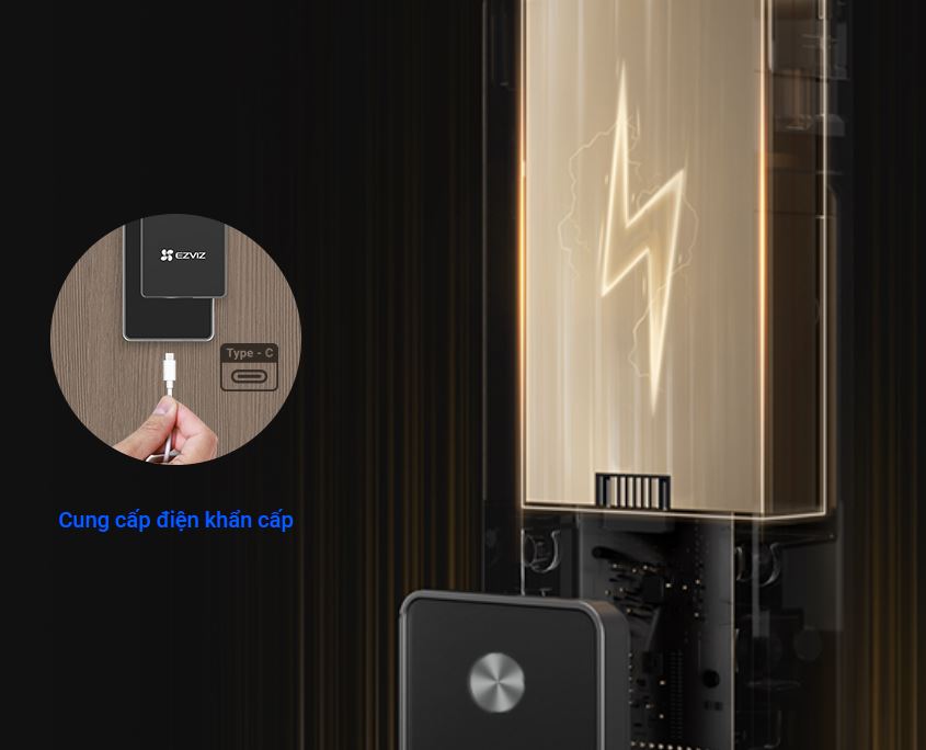 khoa cua nhan dien khuon mat ezviz dl50fvs pin