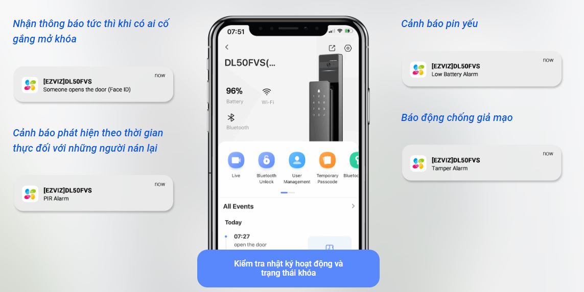 khoa cua nhan dien khuon mat ezviz dl50fvs thong bao